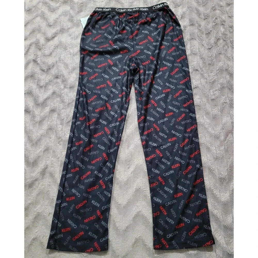 Calvin Klein Boys 10-12 L Black Spell Out Pajama Lounge Pants NWT